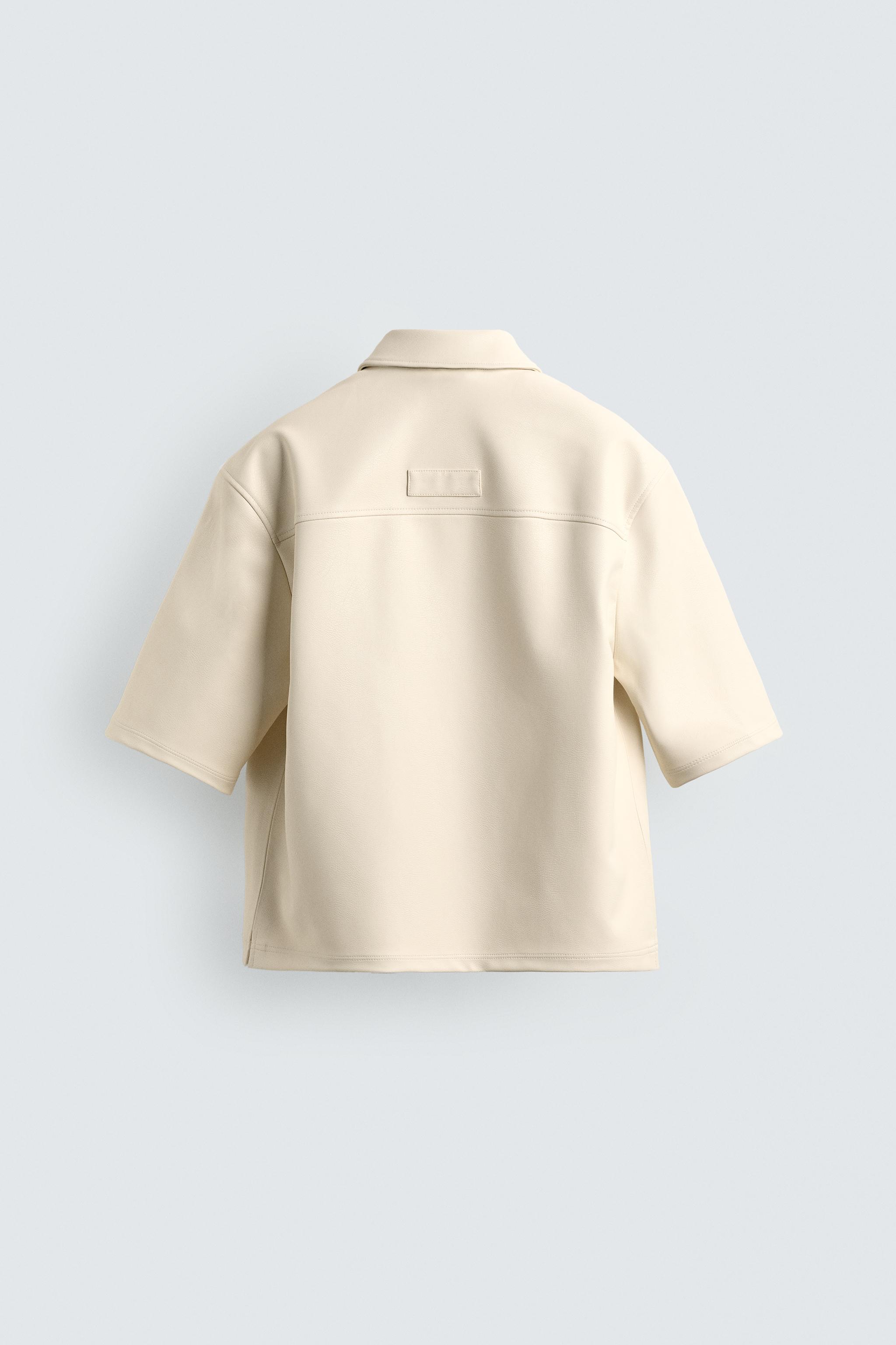 FAUX LEATHER RELAXED FIT OVERSHIRT